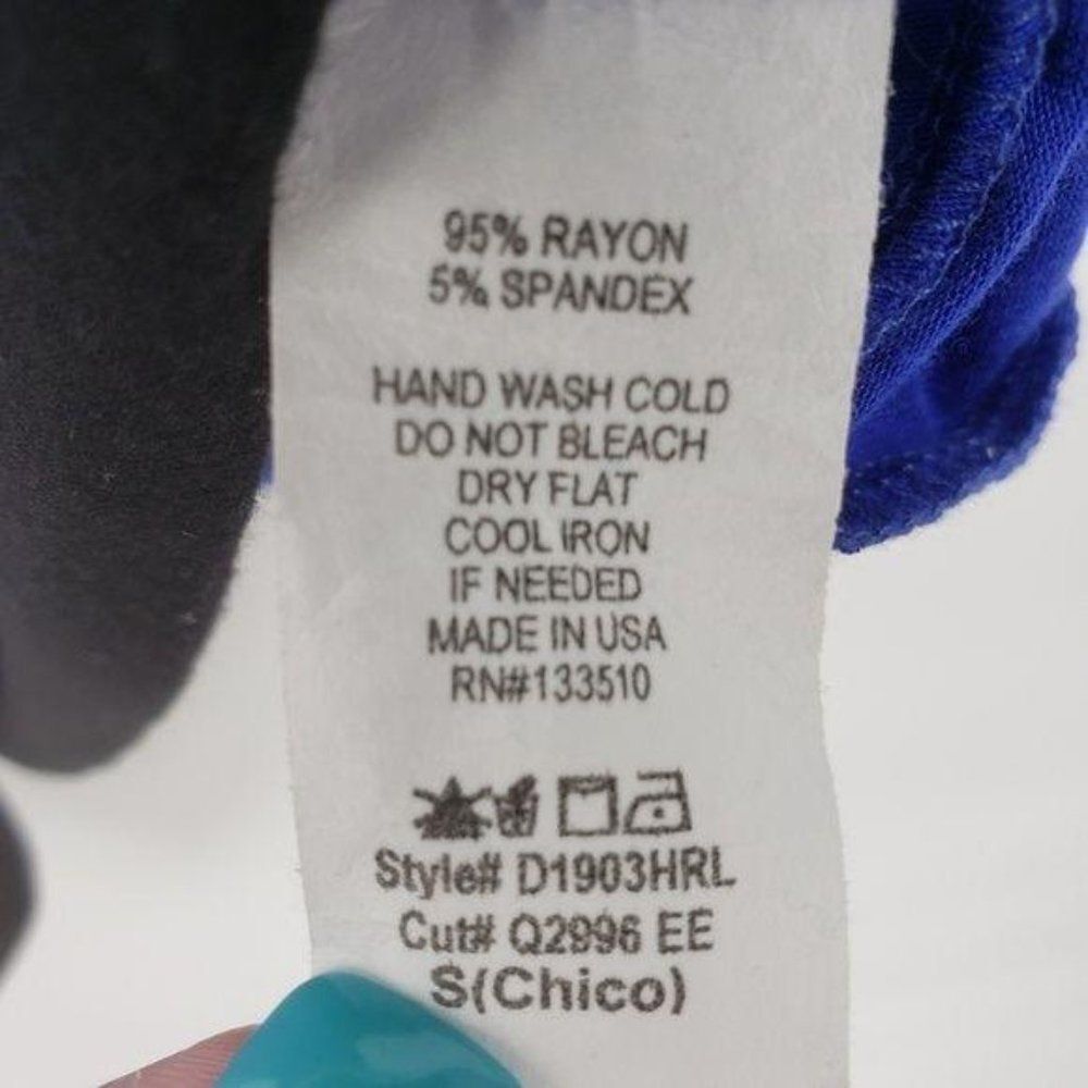 Sweet Claire blue black asymmetrical hem short sleeve dress sz S - Picture 8 of 8